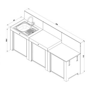 Cuisine d&rsquo;extérieur ENO – Kit n°2 gris Cargo : cuisine extérieure complète, modulaire et durable